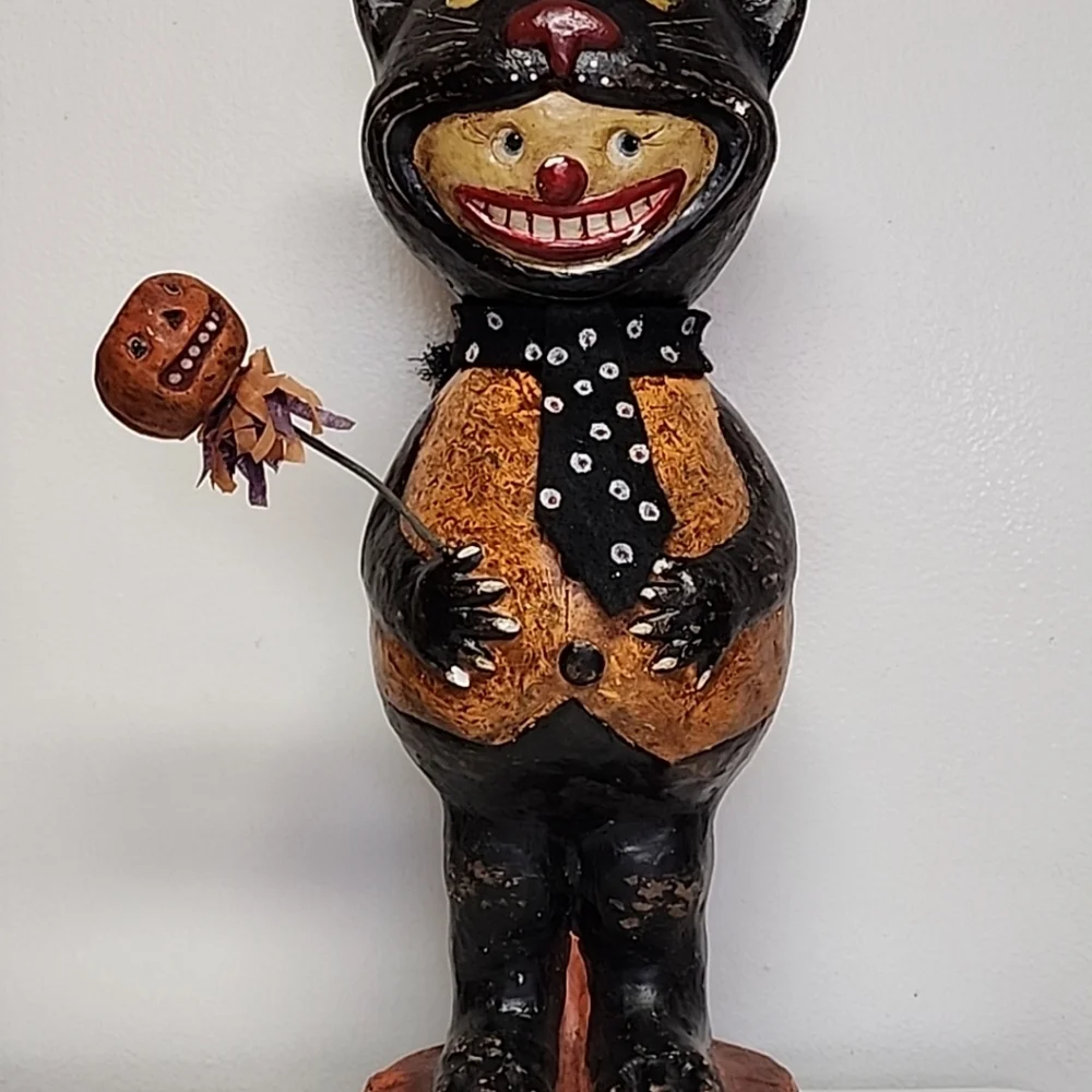 Bethany Lowe Allen Black Cat Retired Paper Mache Halloween Quirky Trick 13" - Picture 5 of 16